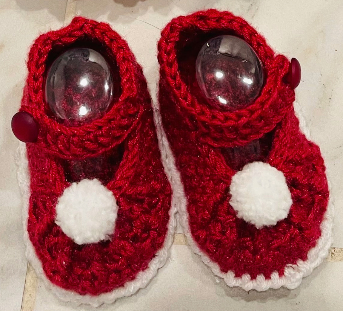 Red Baby Crochet Dress Set | Matching Dress Shoe Set for Holiday or Birthday Party